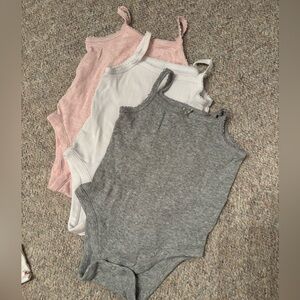 Gap Baby Bodysuits 3-6 months Ribbed Pink Grey White Set of 3